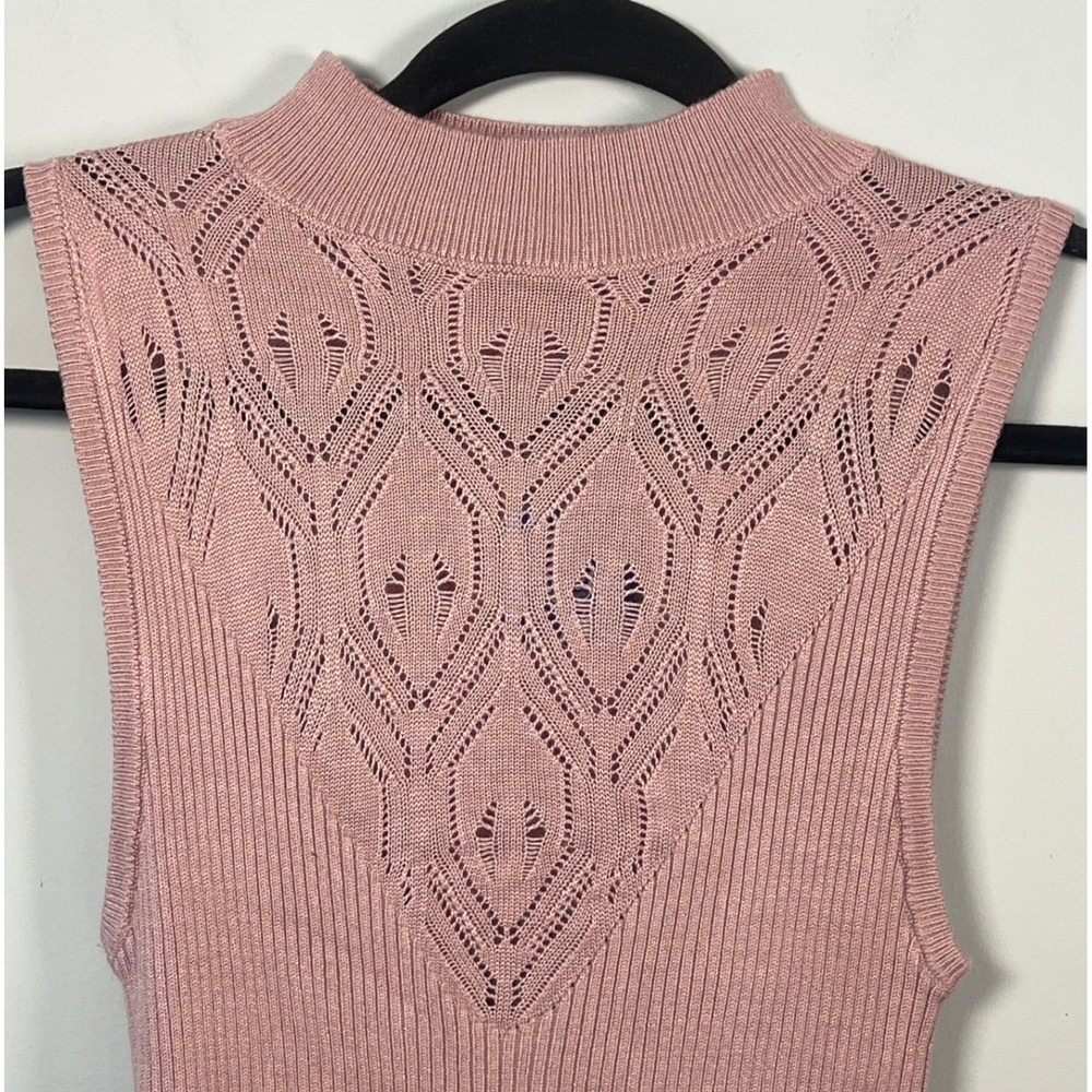 NWOT Free People Pastel Pink Tank Bodysuit Cottagecore Mock Neck Boho Whimsigoth - Picture 2 of 6